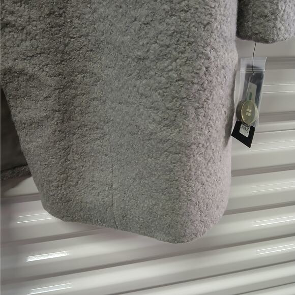 Kenneth Cole New York Wool Blend Boucle Coat Women's Large Gray Cozy Peacoat - Picture 10 of 15